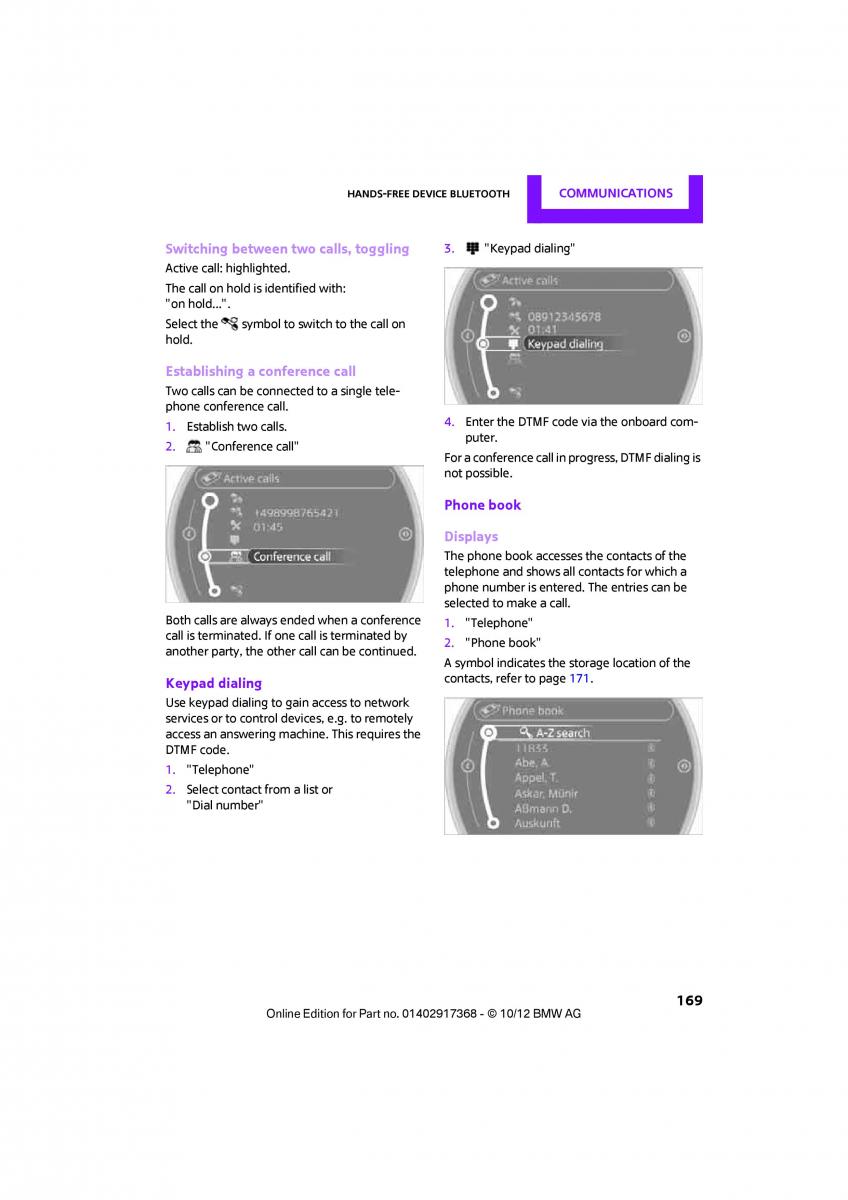 Mini Countryman owners manual / page 170