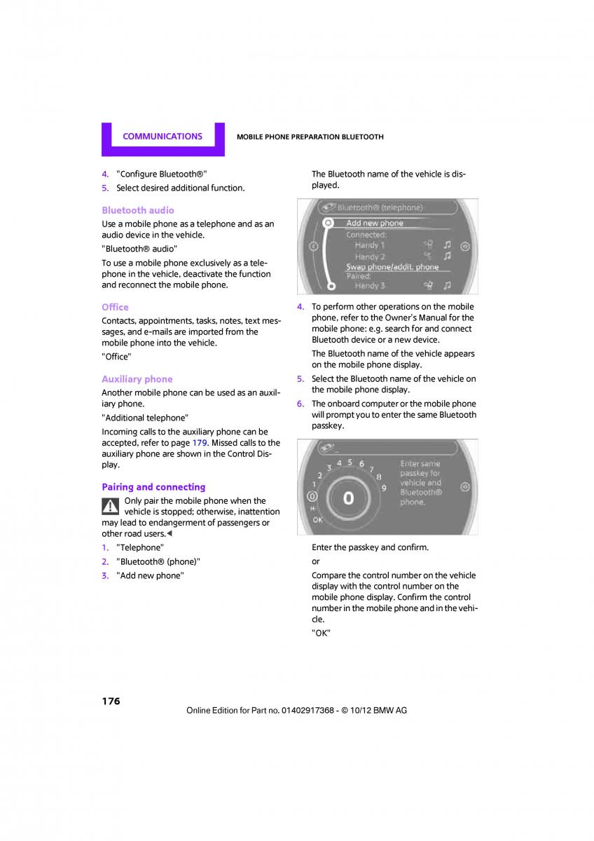 Mini Countryman owners manual / page 177