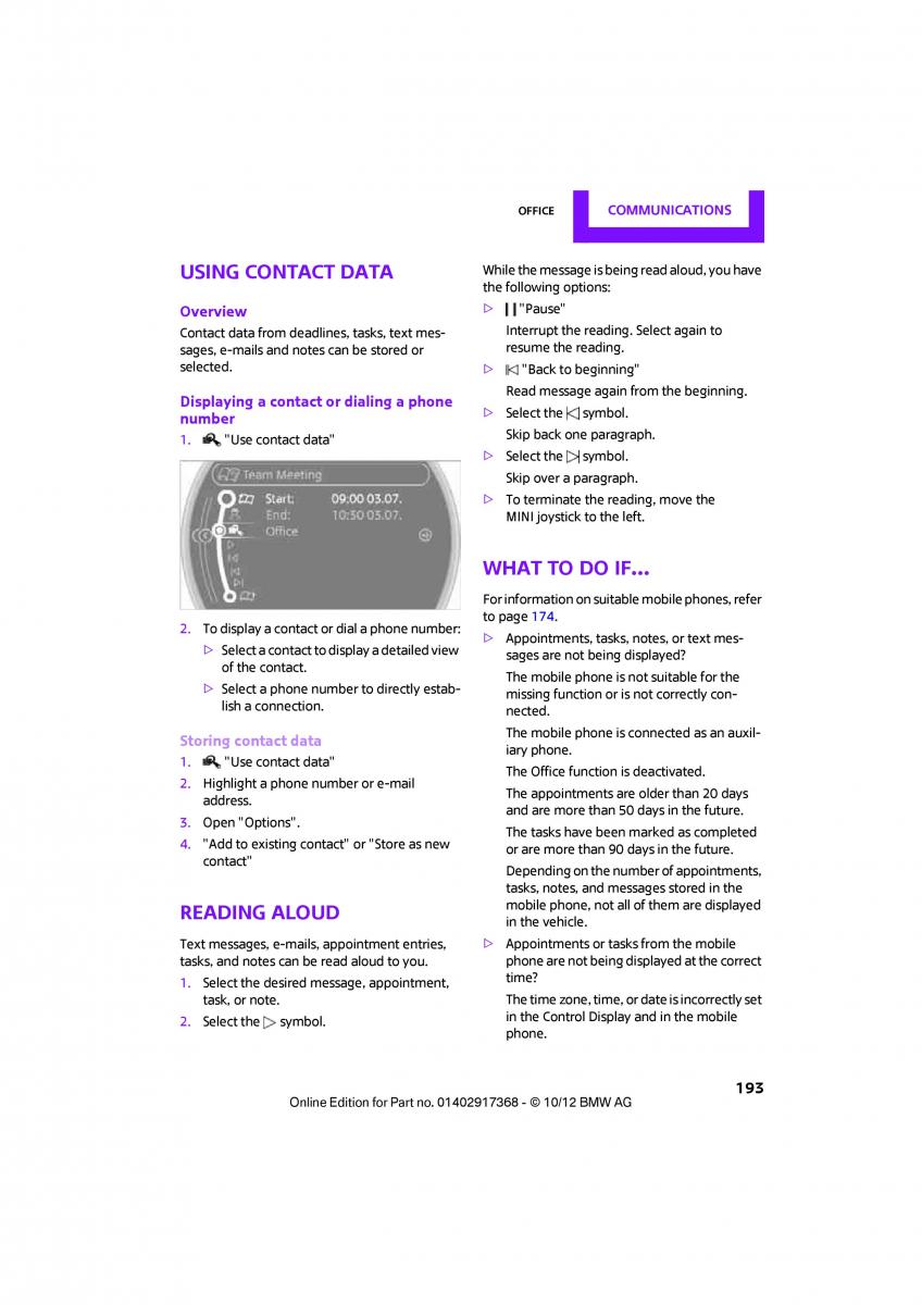 Mini Countryman owners manual / page 194