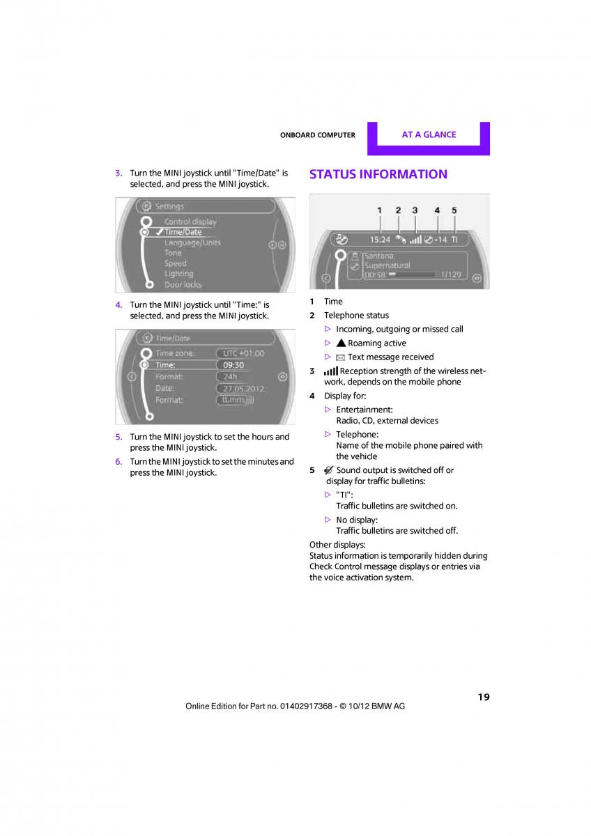 Mini Countryman owners manual / page 20