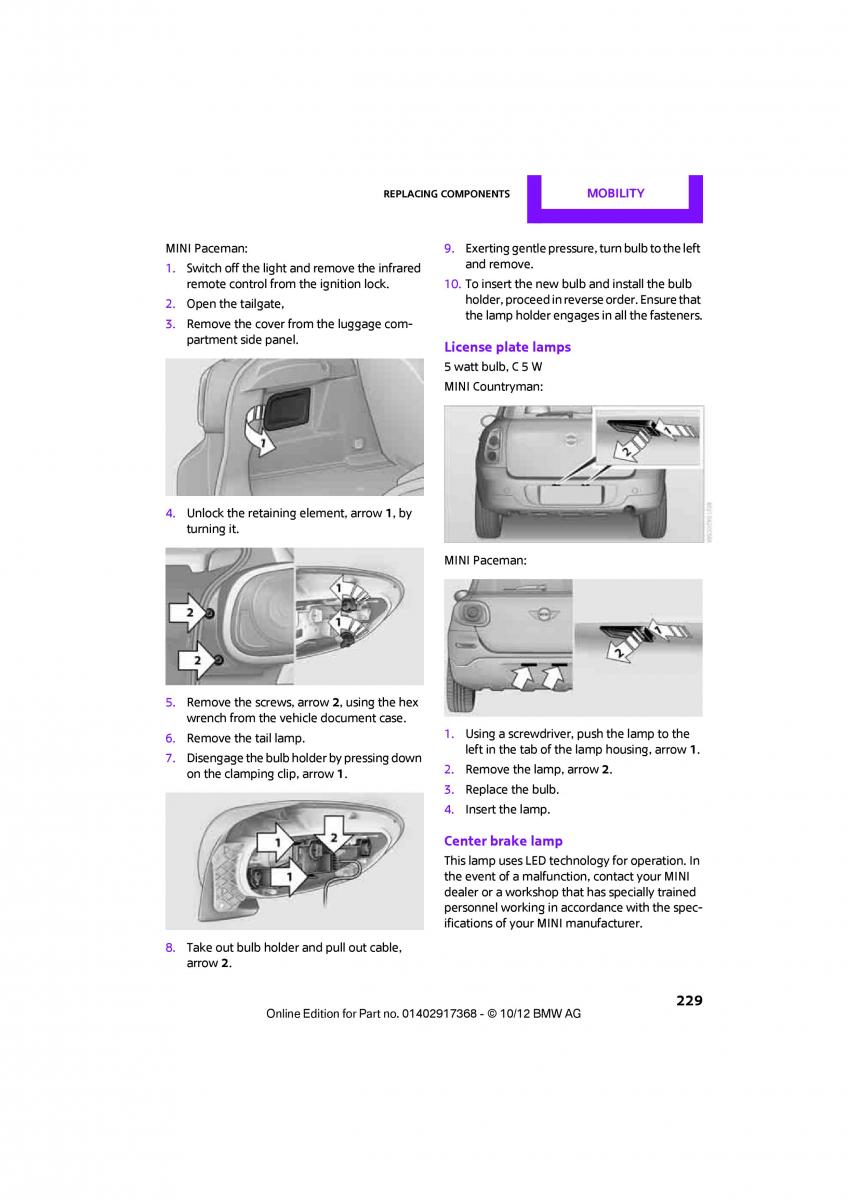 Mini Countryman owners manual / page 230