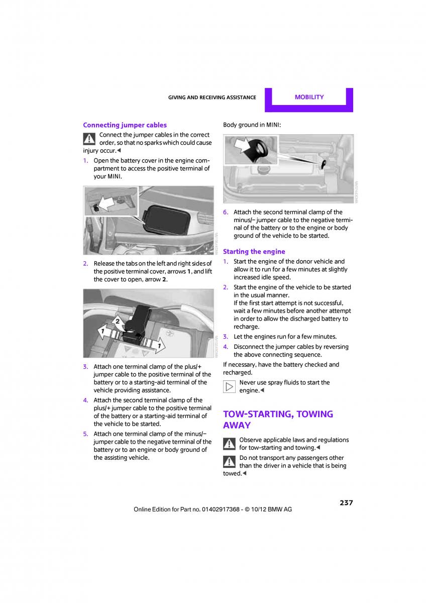 Mini Countryman owners manual / page 238