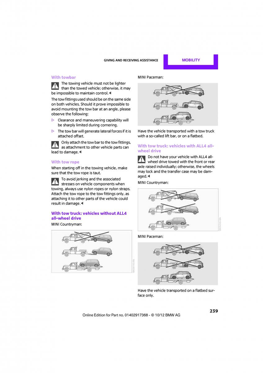 Mini Countryman owners manual / page 240