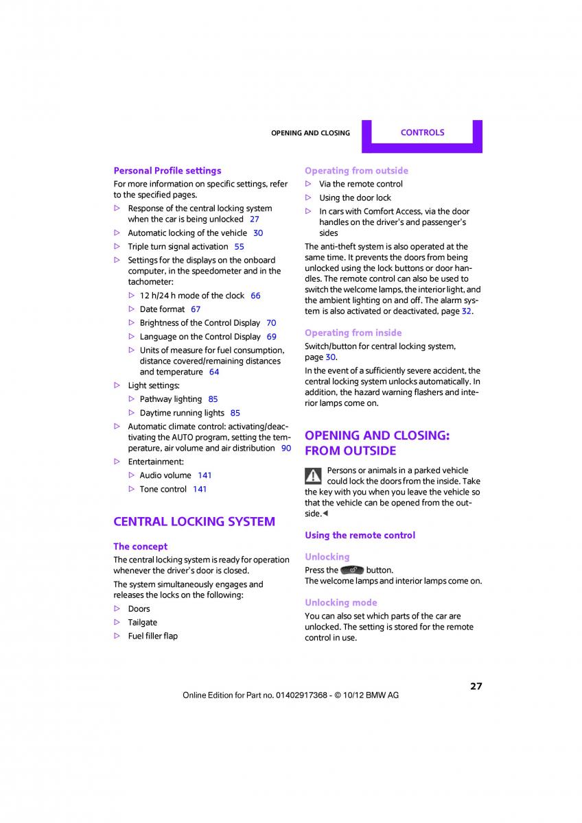 Mini Countryman owners manual / page 28