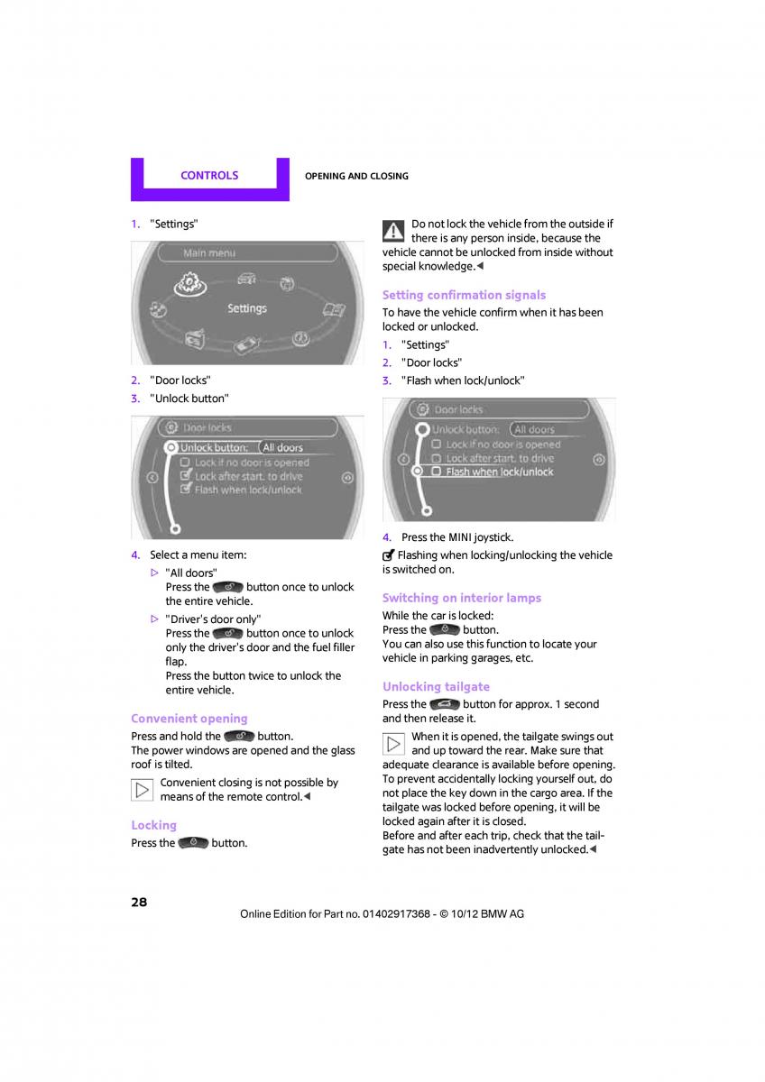 Mini Countryman owners manual / page 29