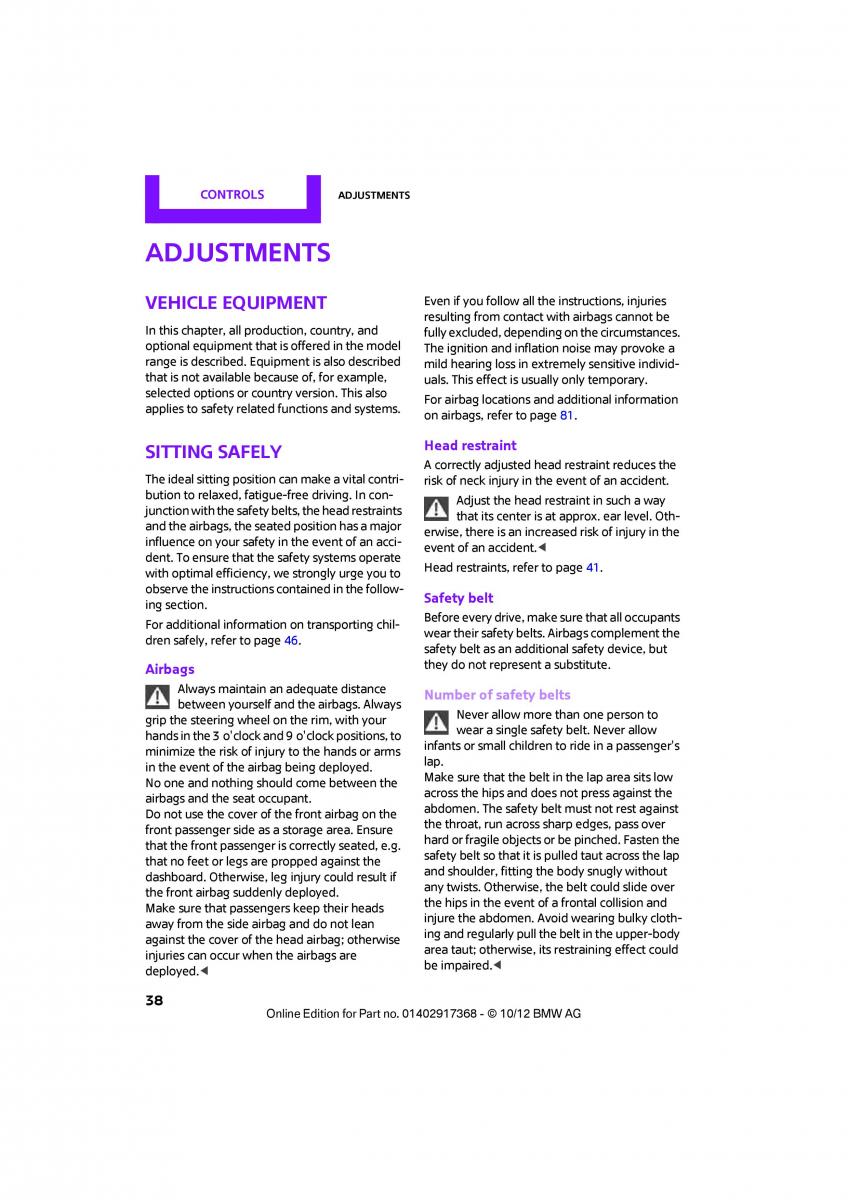 Mini Countryman owners manual / page 39