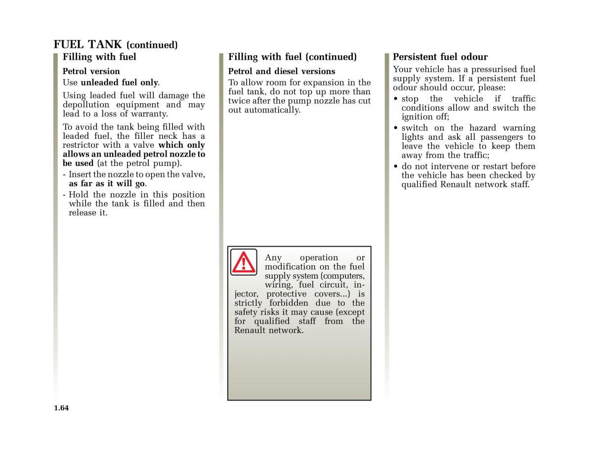 Renault Clio II 2 owners manual / page 72