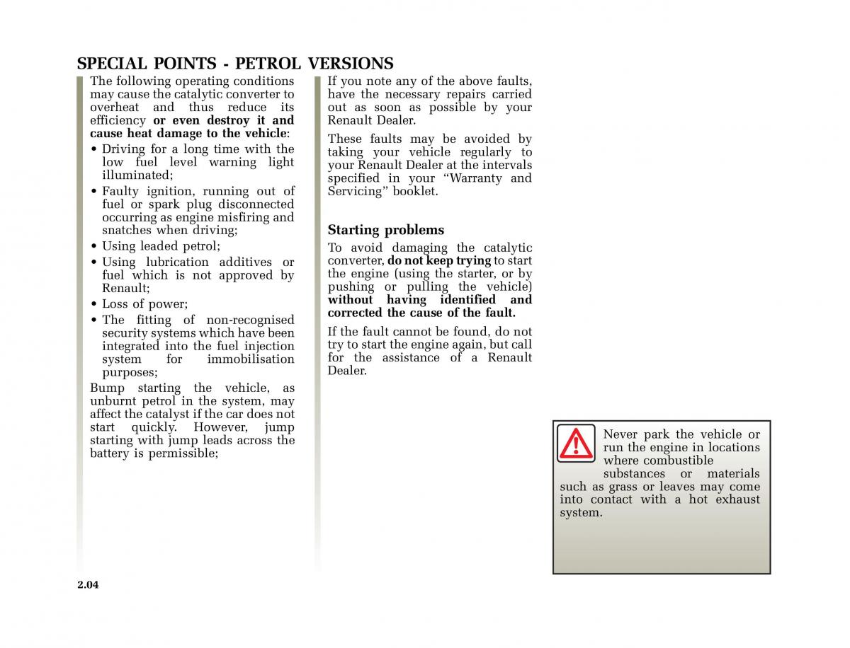 Renault Clio II 2 owners manual / page 76