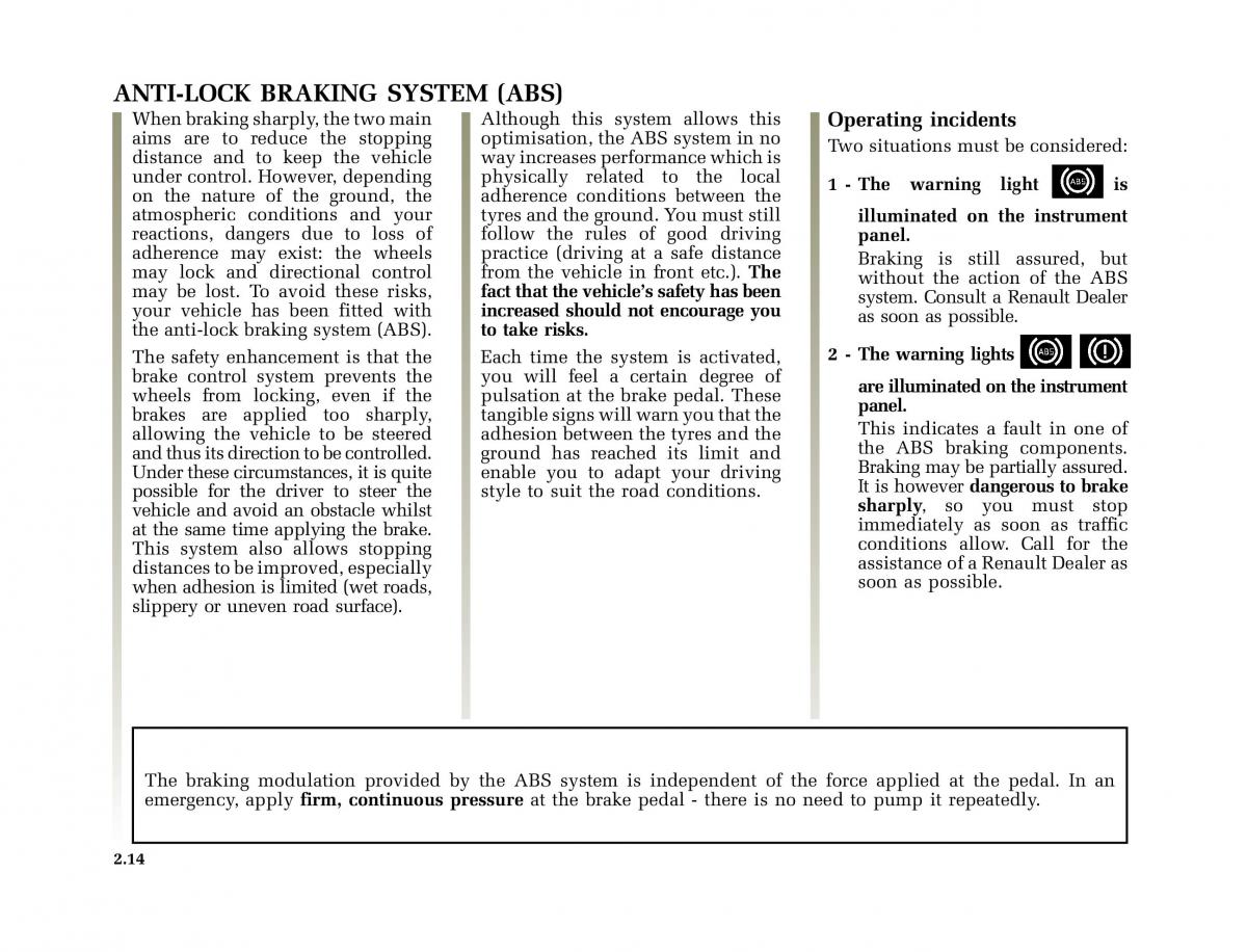 Renault Clio II 2 owners manual / page 86