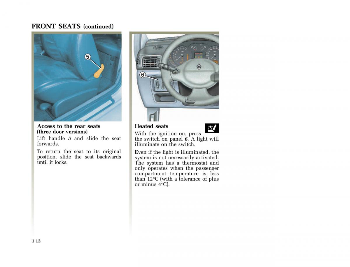 Renault Clio II 2 owners manual / page 20