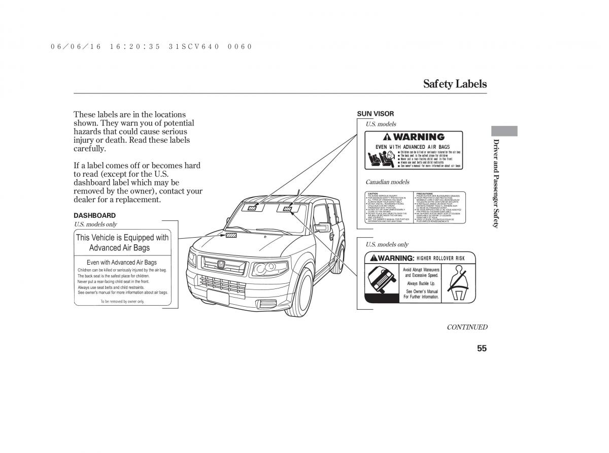 Honda Element owners manual / page 61