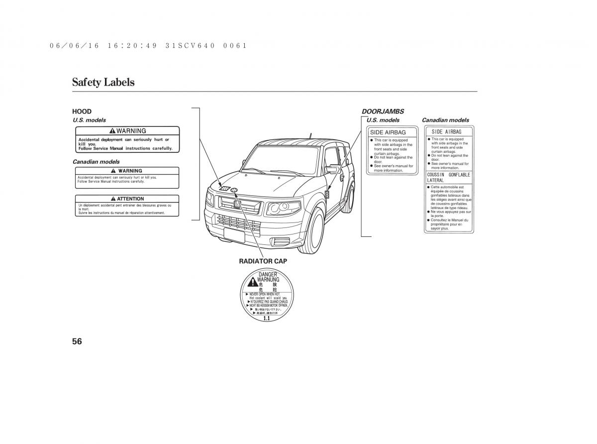 Honda Element owners manual / page 62