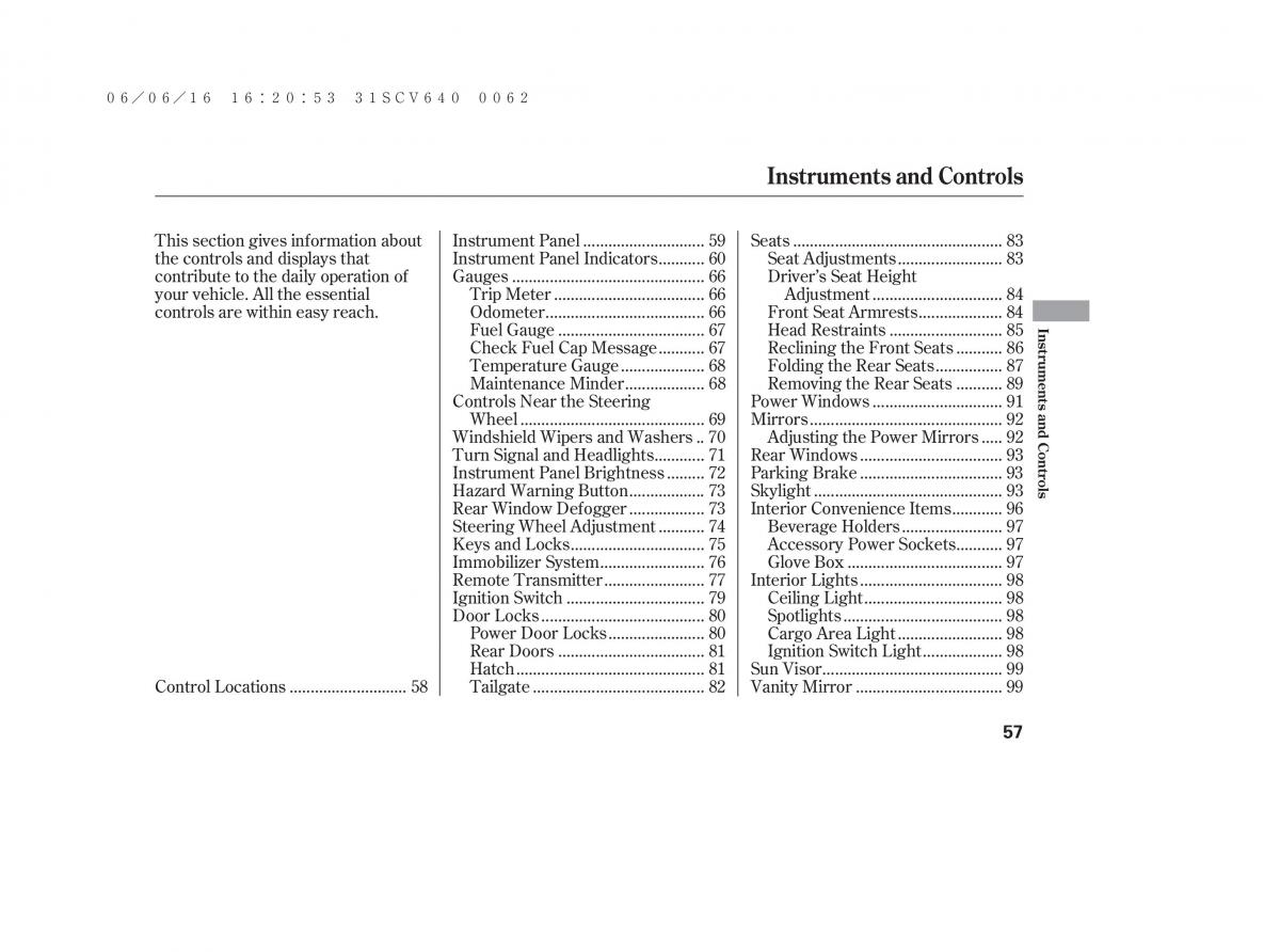 Honda Element owners manual / page 63