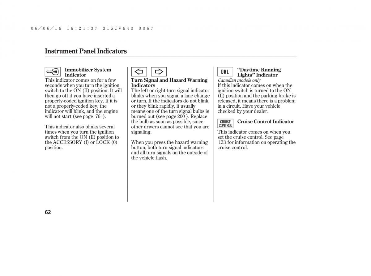 Honda Element owners manual / page 68