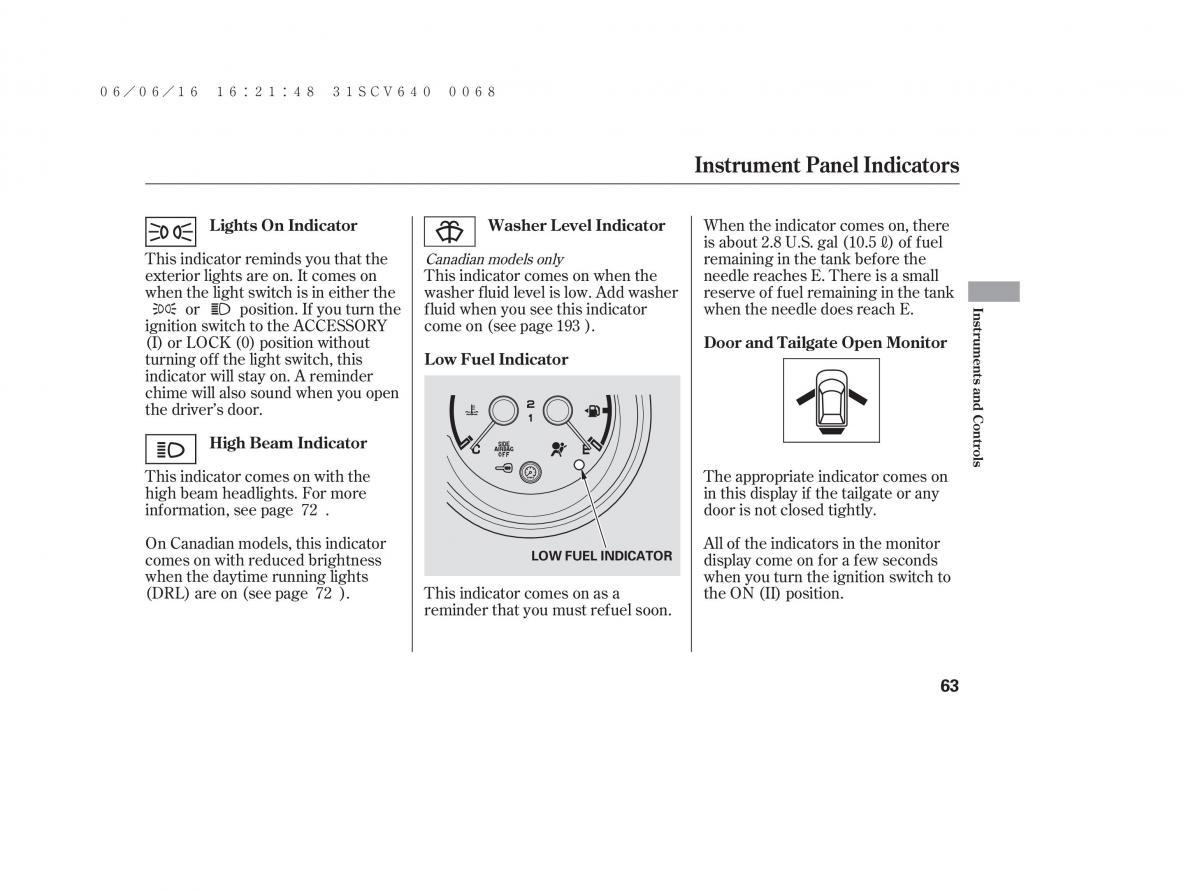 Honda Element owners manual / page 69