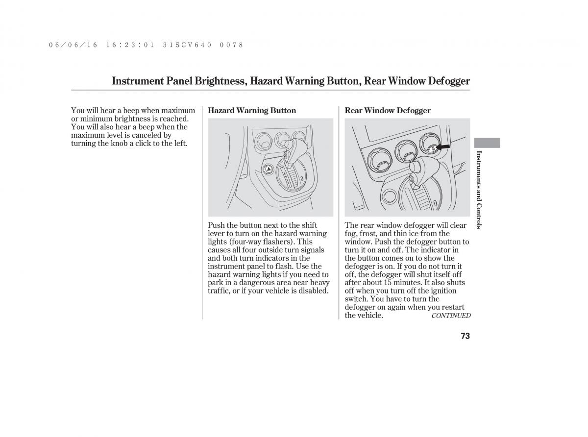 Honda Element owners manual / page 79