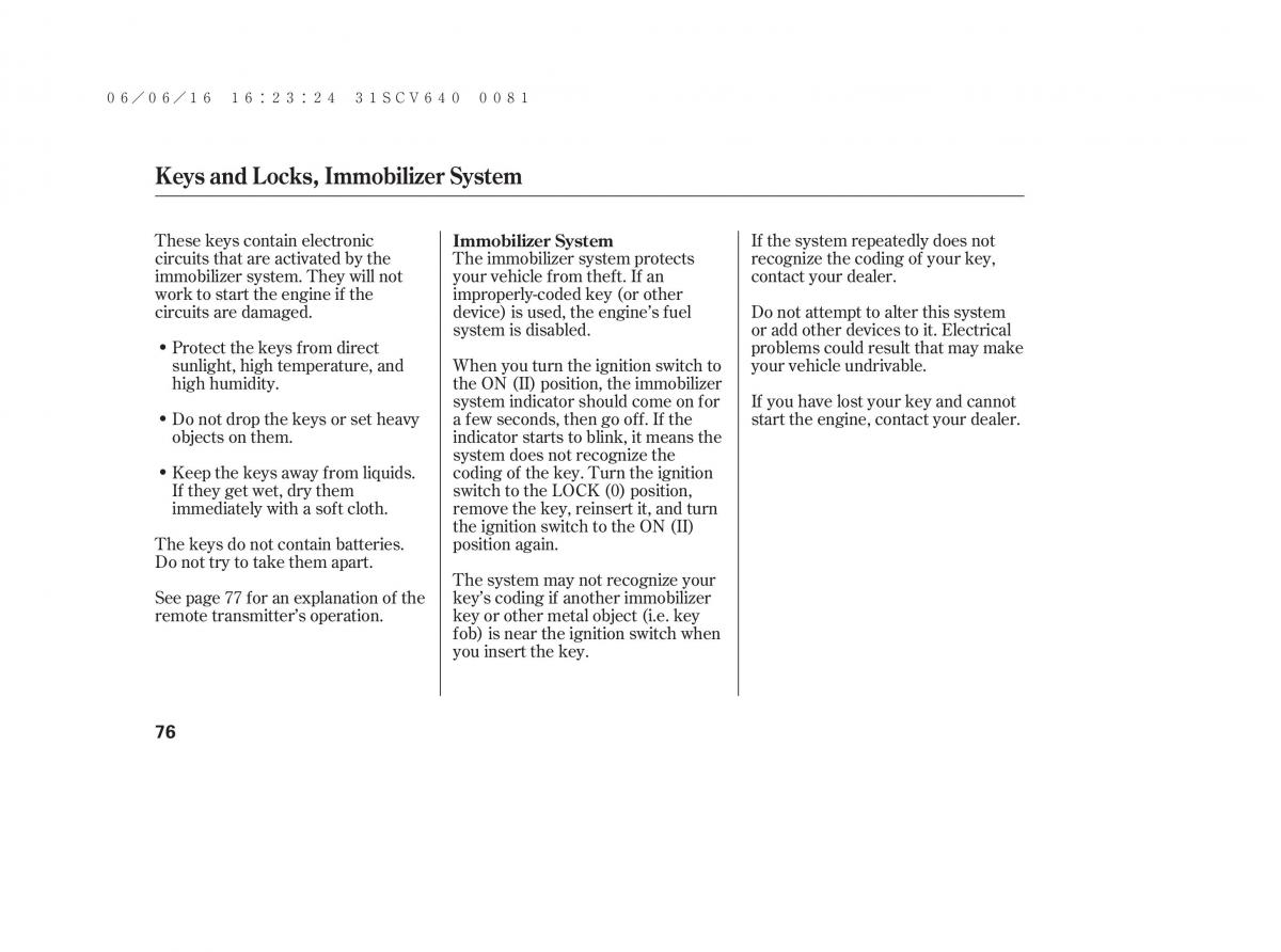 Honda Element owners manual / page 82