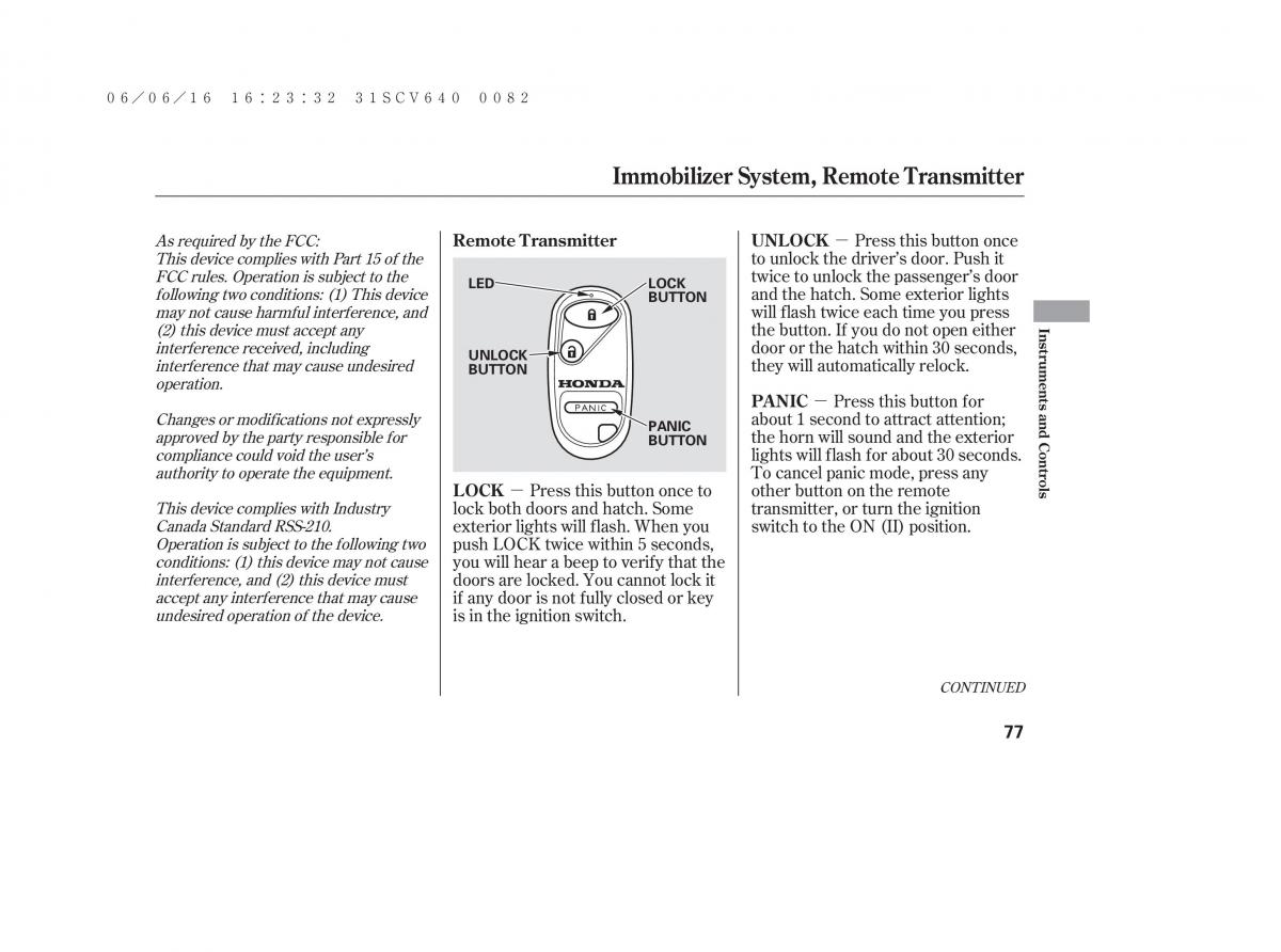 Honda Element owners manual / page 83