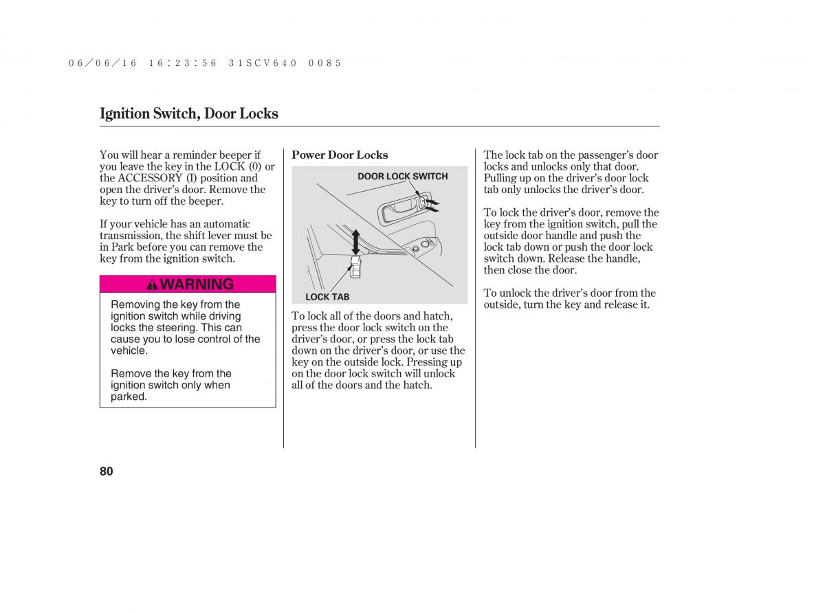 Honda Element owners manual / page 86