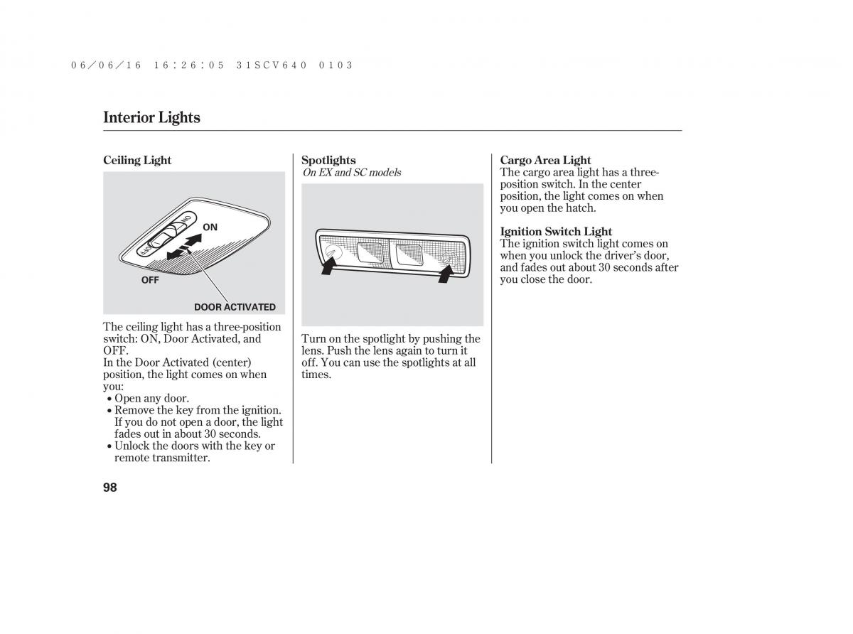 Honda Element owners manual / page 104