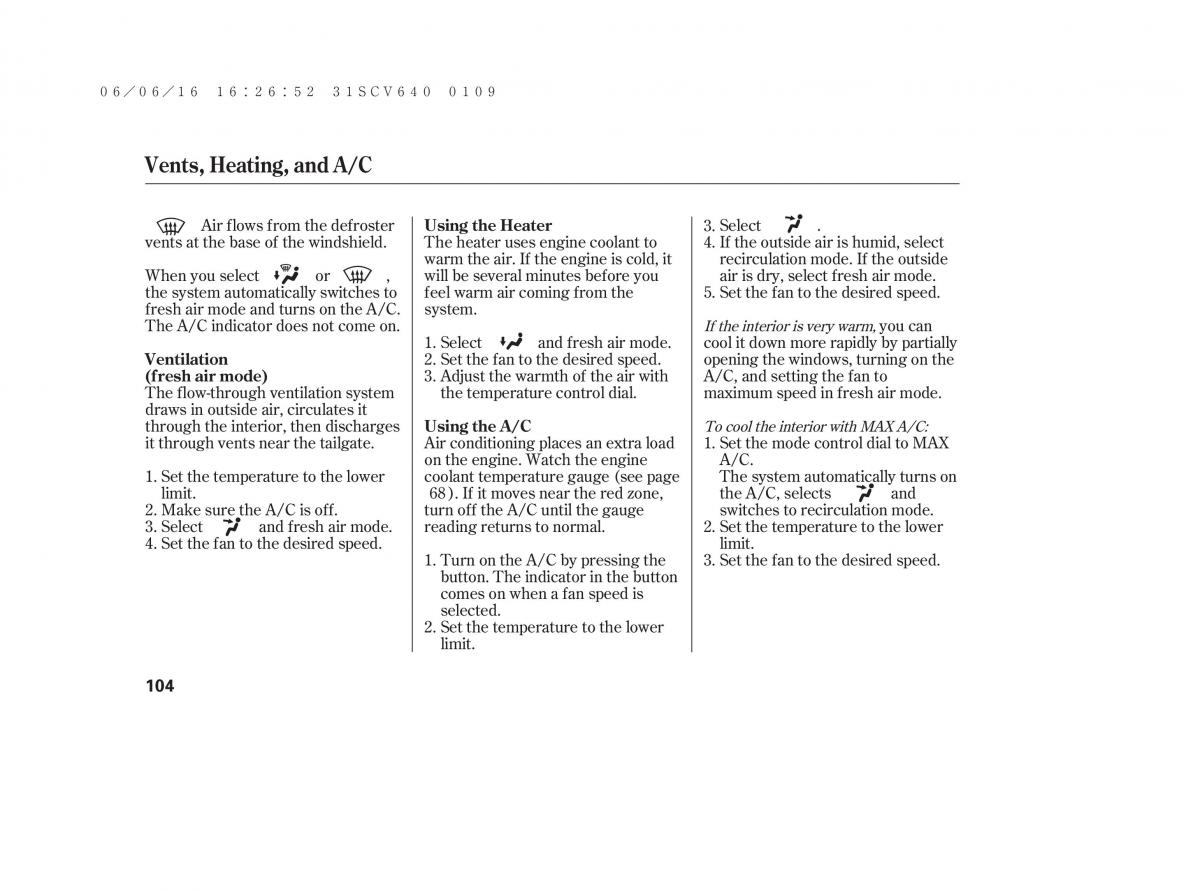 Honda Element owners manual / page 110