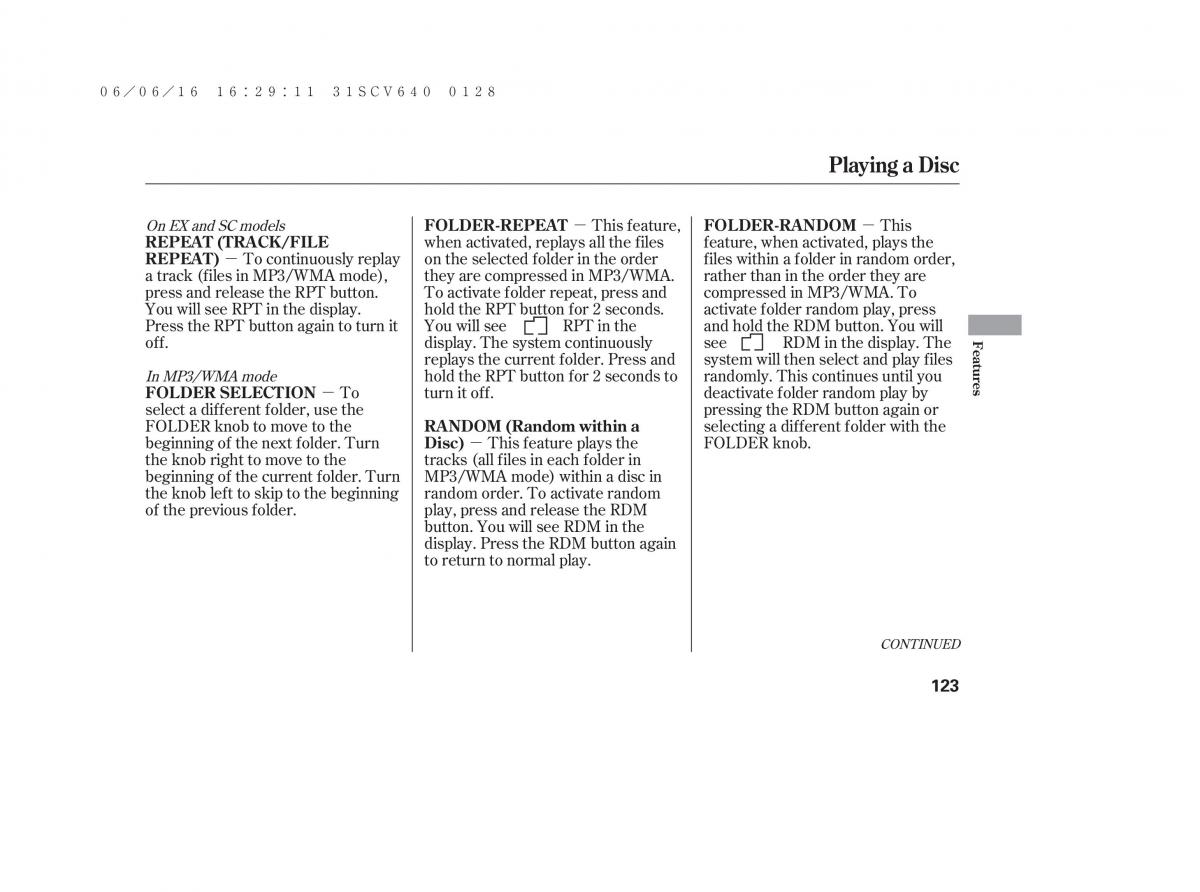 Honda Element owners manual / page 129