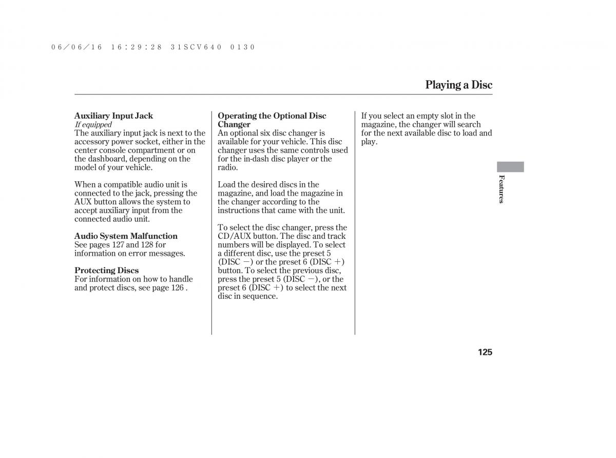 Honda Element owners manual / page 131