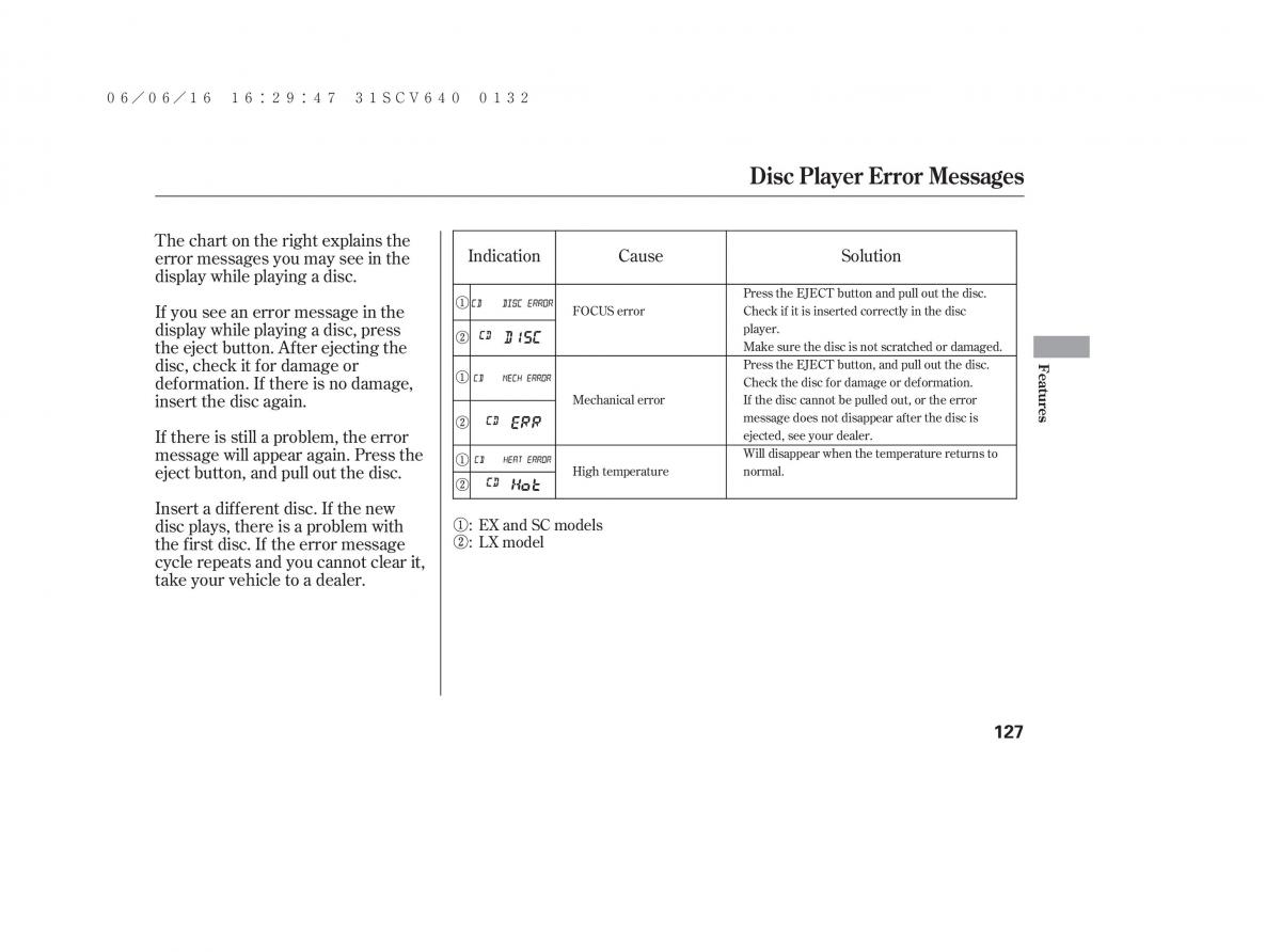 Honda Element owners manual / page 133