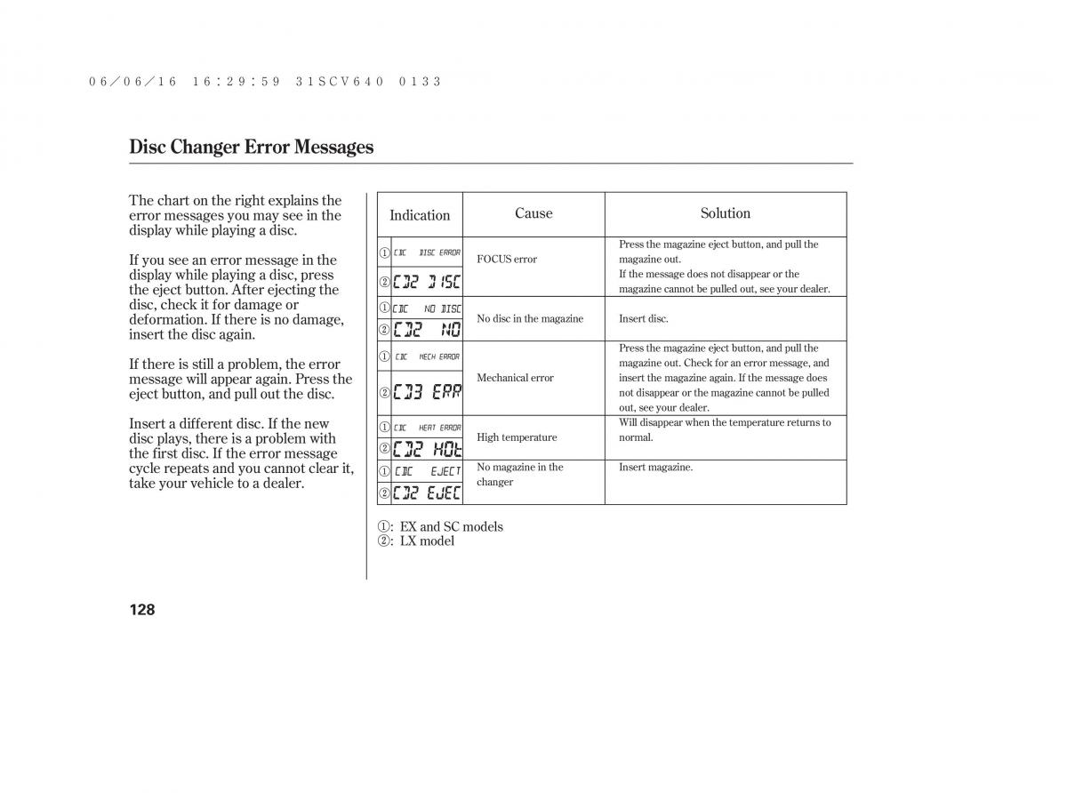 Honda Element owners manual / page 134