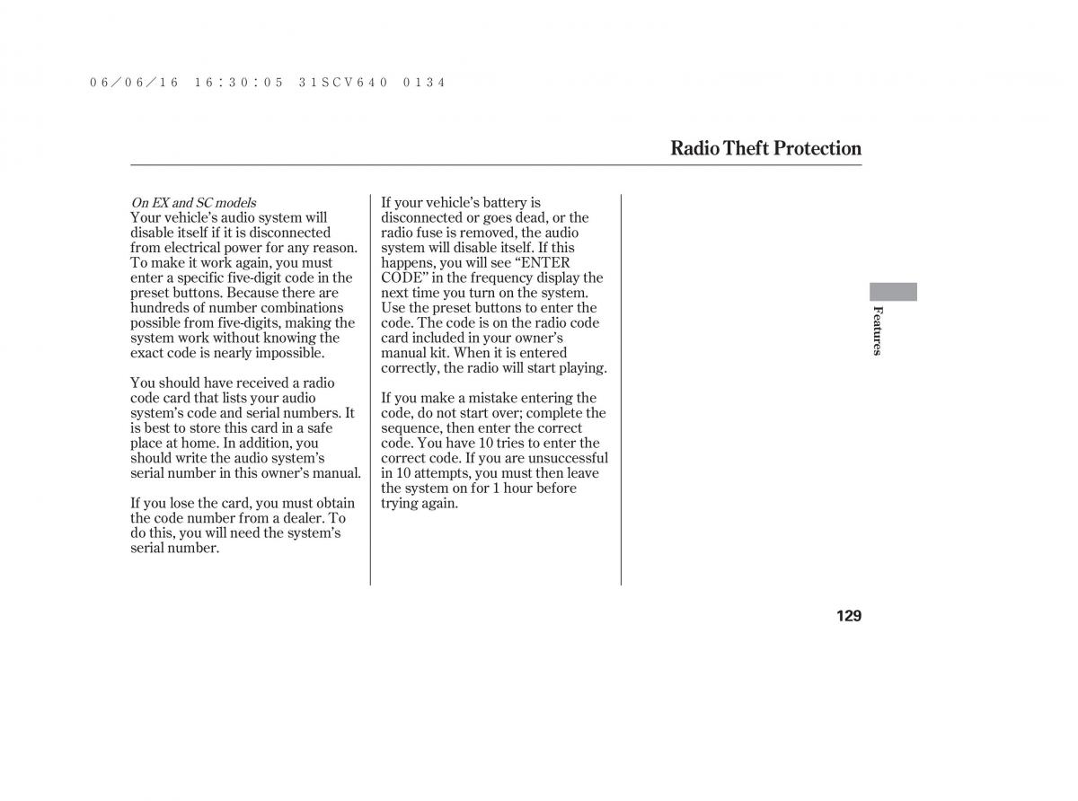 Honda Element owners manual / page 135