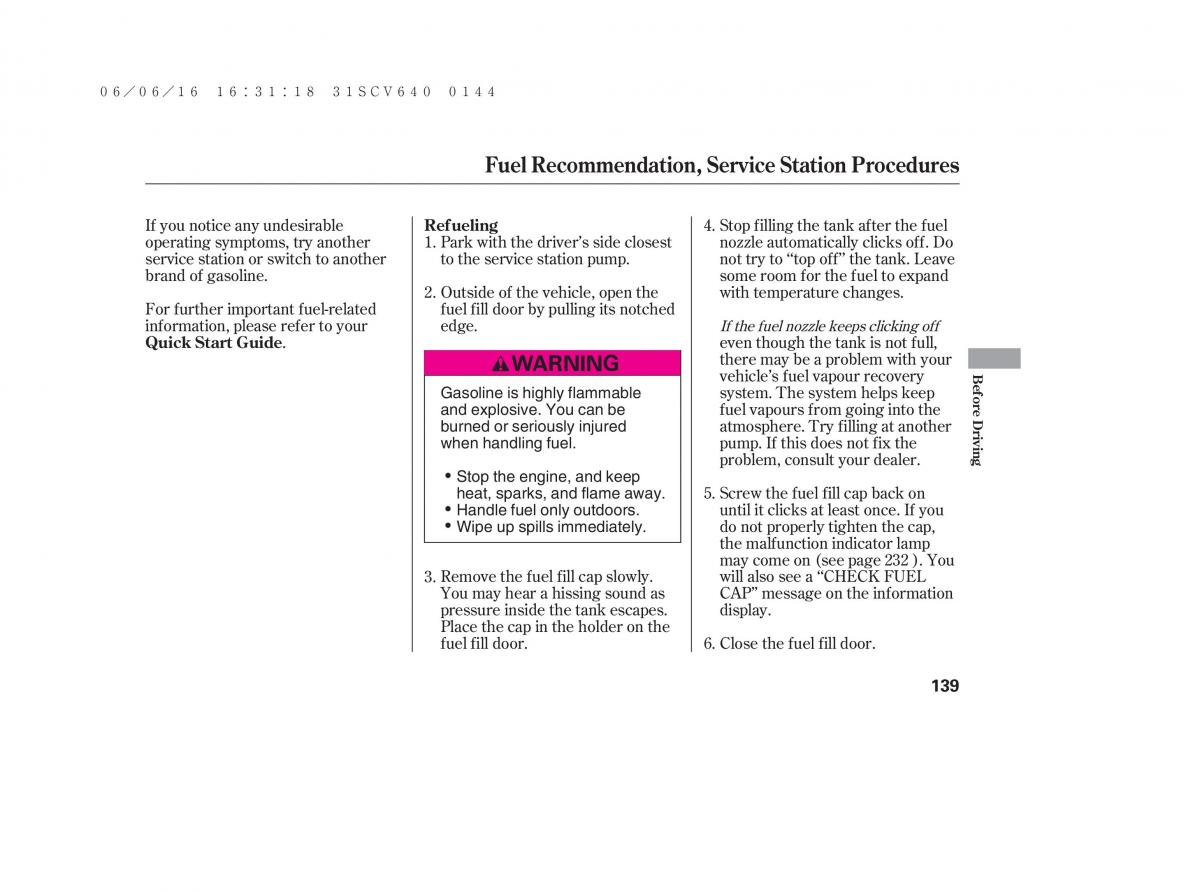 Honda Element owners manual / page 145