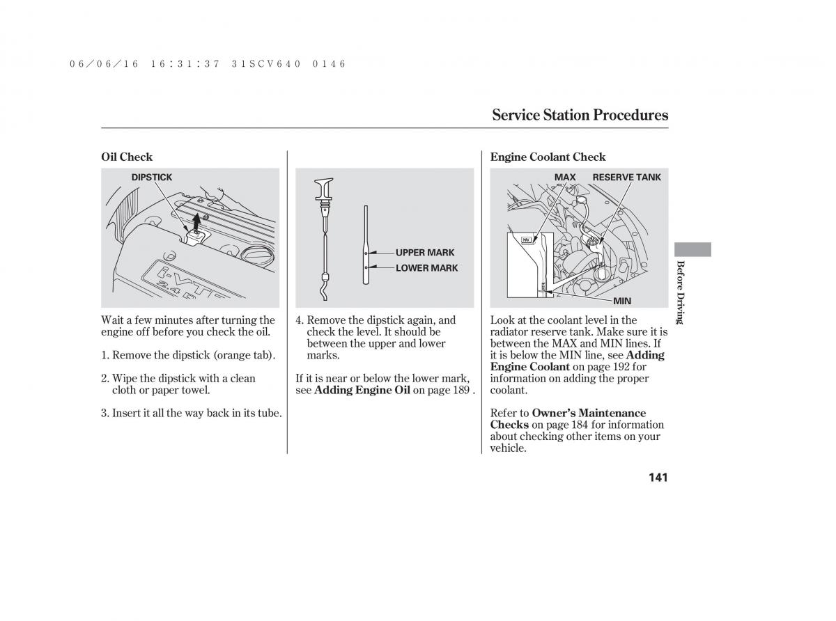 Honda Element owners manual / page 147