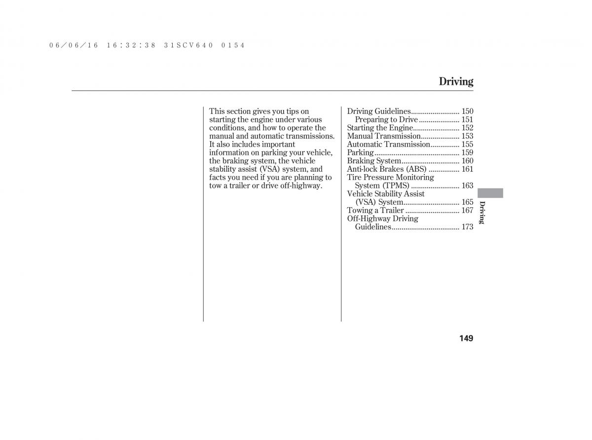 Honda Element owners manual / page 155