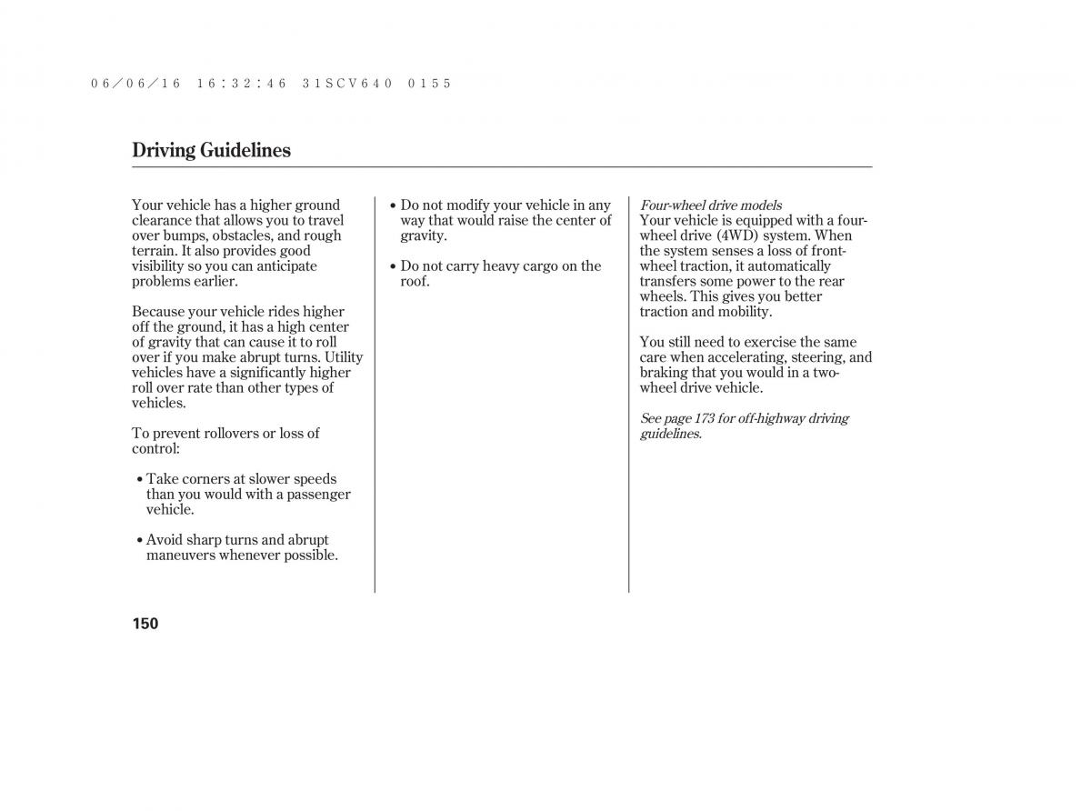 Honda Element owners manual / page 156