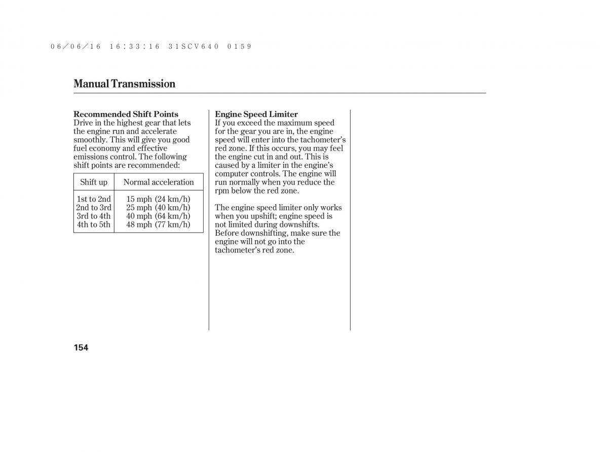 Honda Element owners manual / page 160