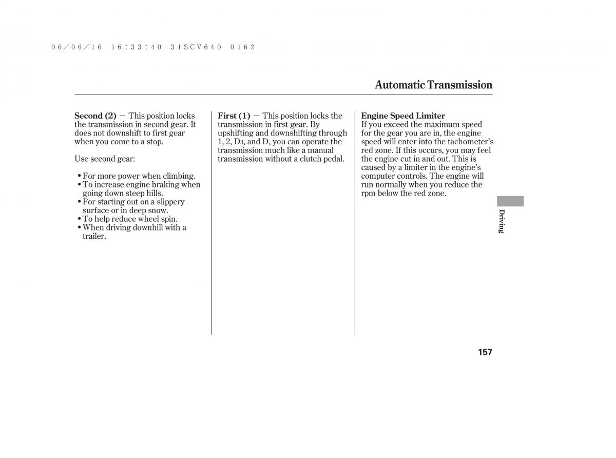 Honda Element owners manual / page 163