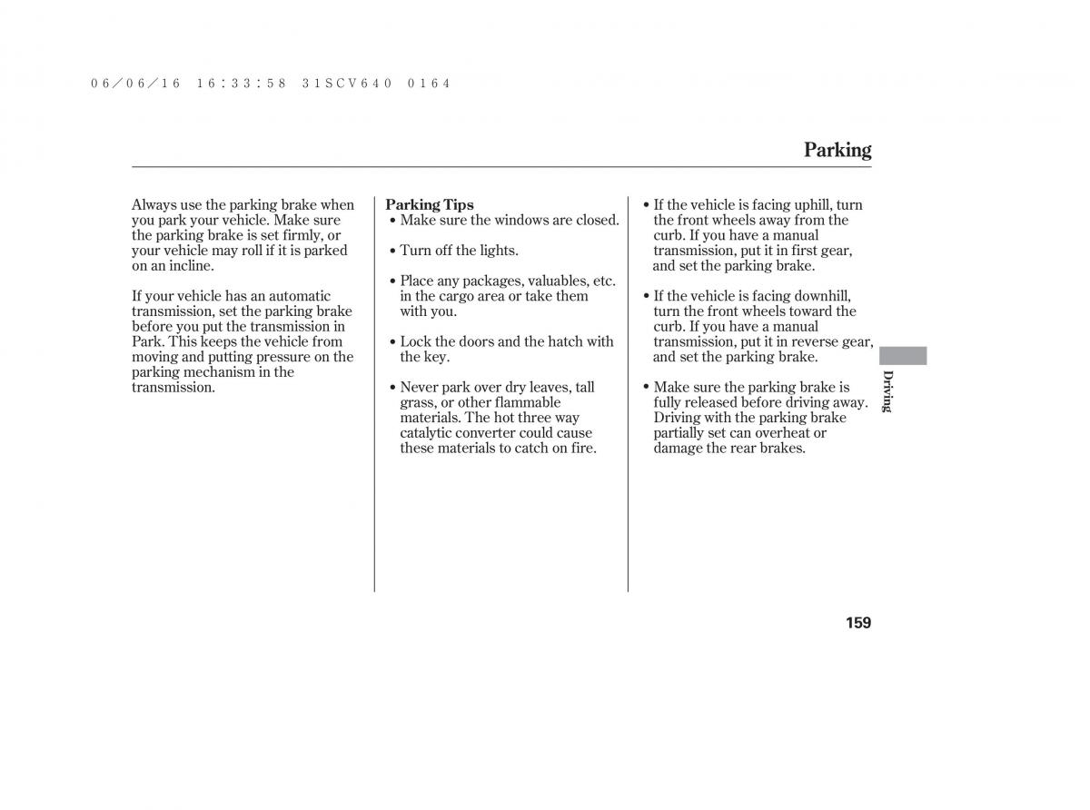 Honda Element owners manual / page 165