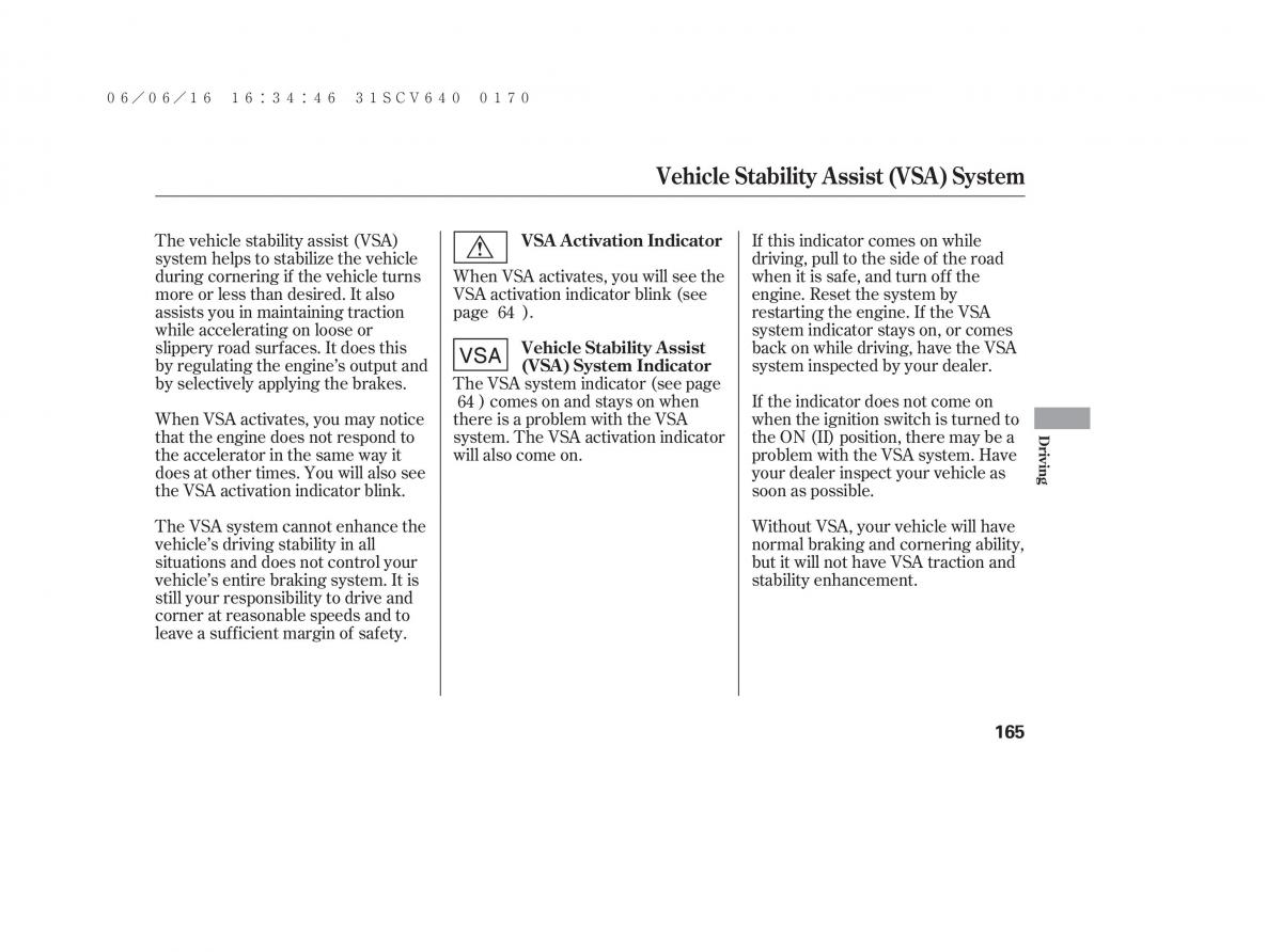 Honda Element owners manual / page 171