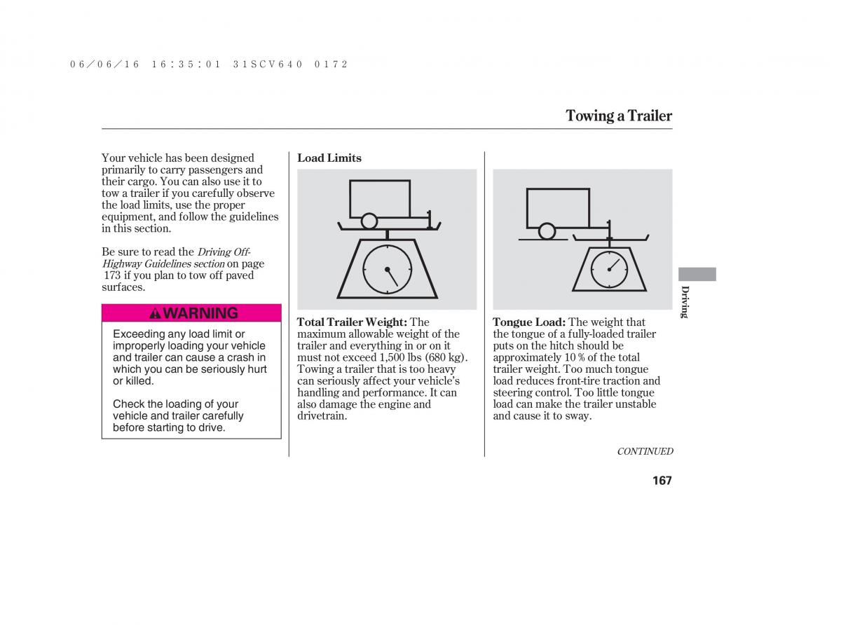 Honda Element owners manual / page 173