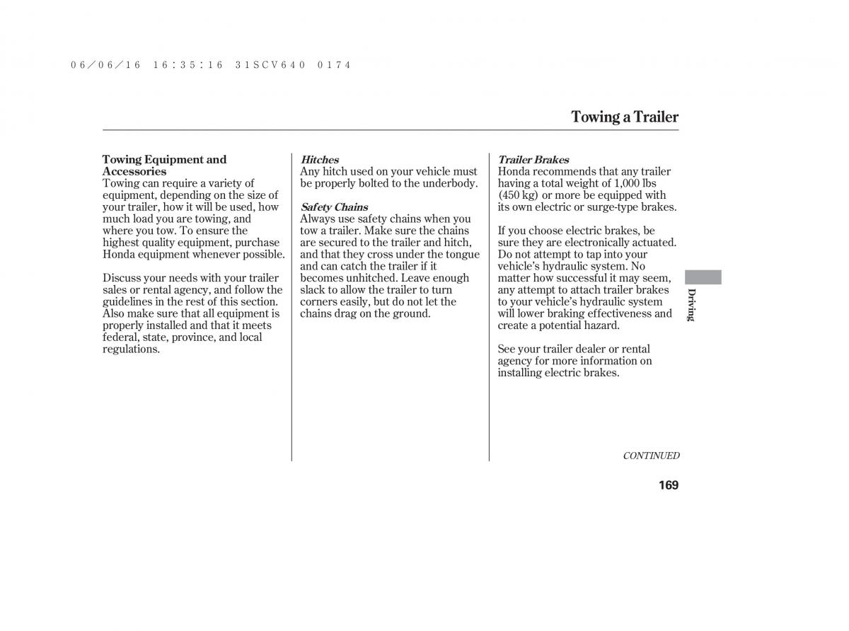 Honda Element owners manual / page 175