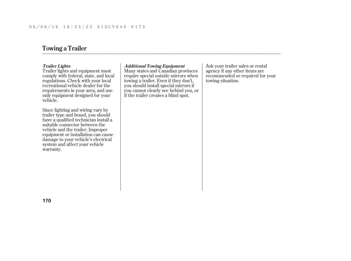 Honda Element owners manual / page 176