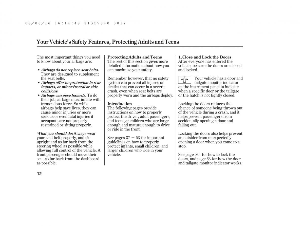 Honda Element owners manual / page 18