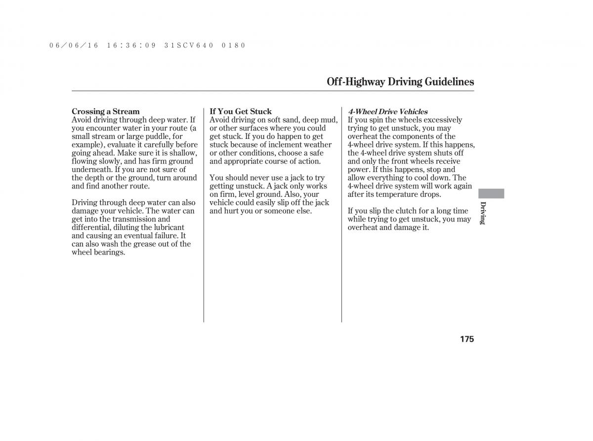 Honda Element owners manual / page 181