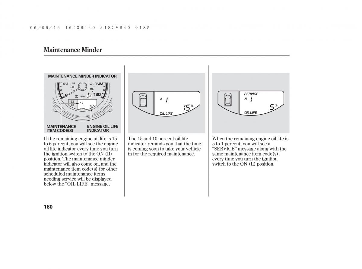 Honda Element owners manual / page 186