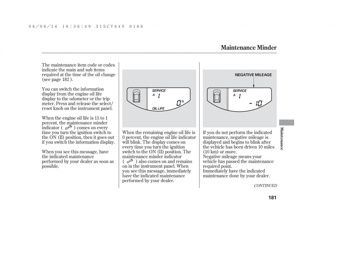 Honda Element owners manual / page 187