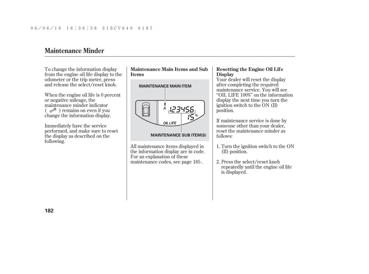 Honda Element owners manual / page 188