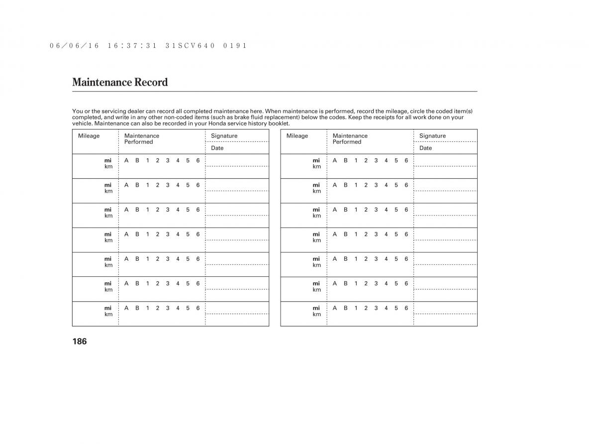 Honda Element owners manual / page 192