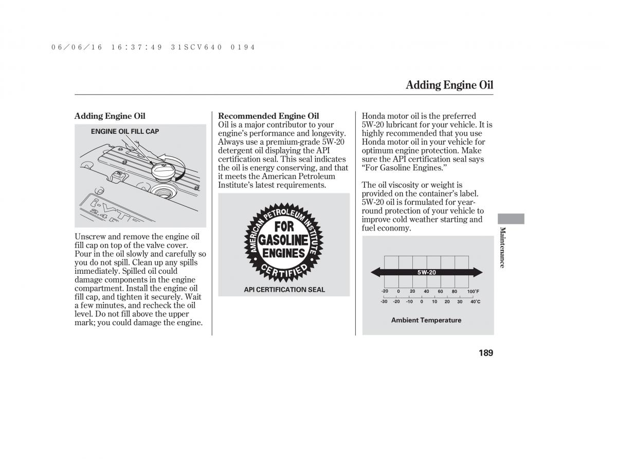 Honda Element owners manual / page 195