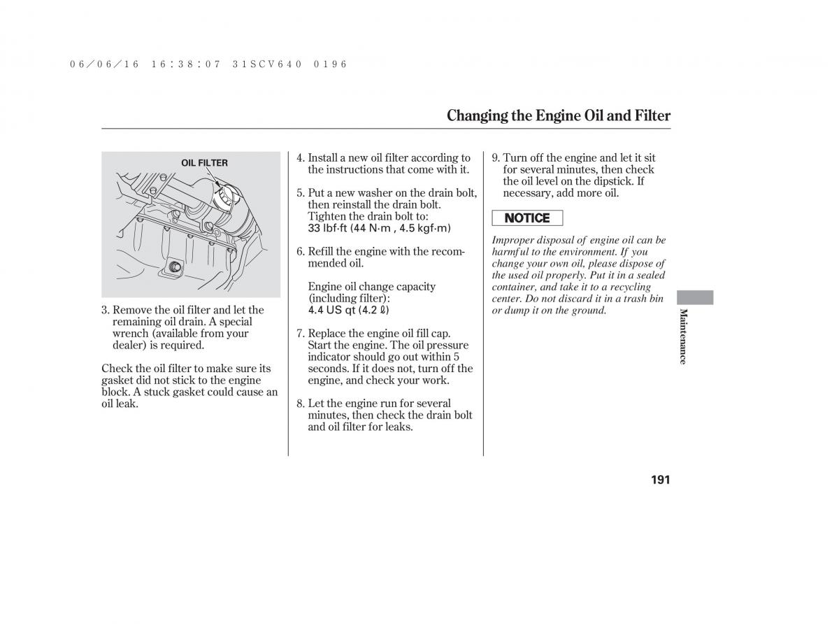 Honda Element owners manual / page 197