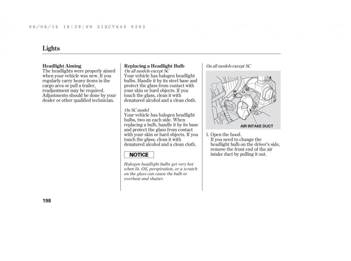 Honda Element owners manual / page 204